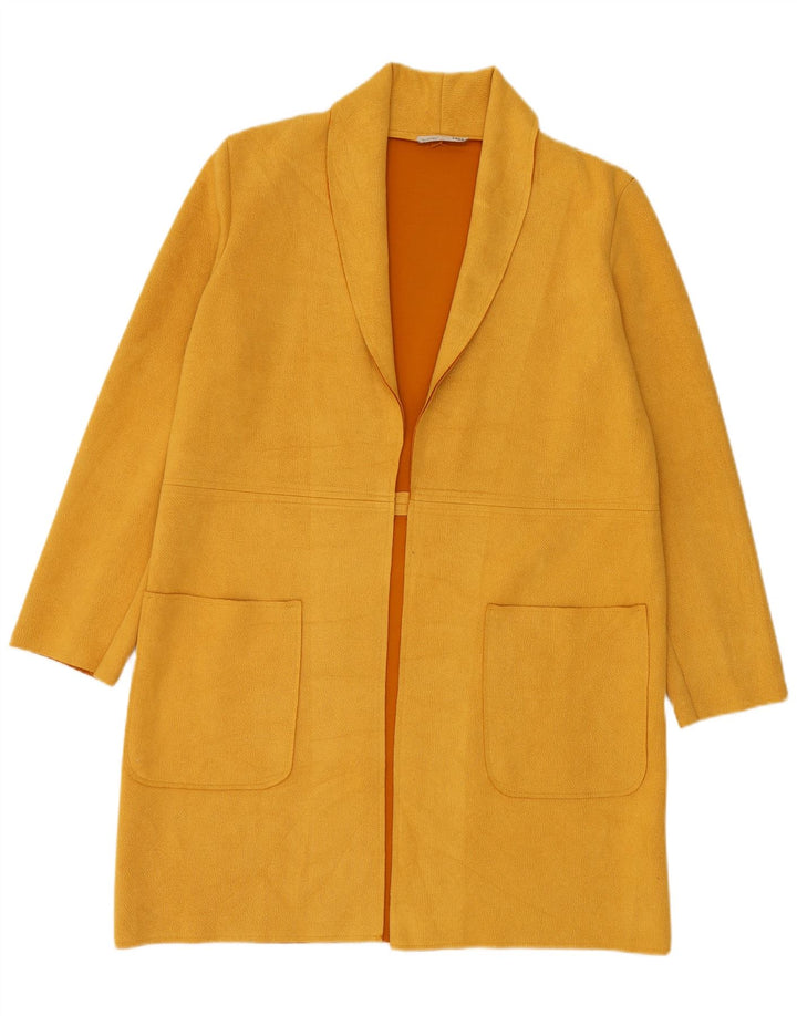 Zara Mujer Abrigo Abierto Extragrande UK 10 Small Amarillo
