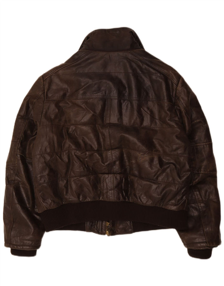 Vintage hombres bombardero chaqueta de cuero IT 54 2XL cuero marrón