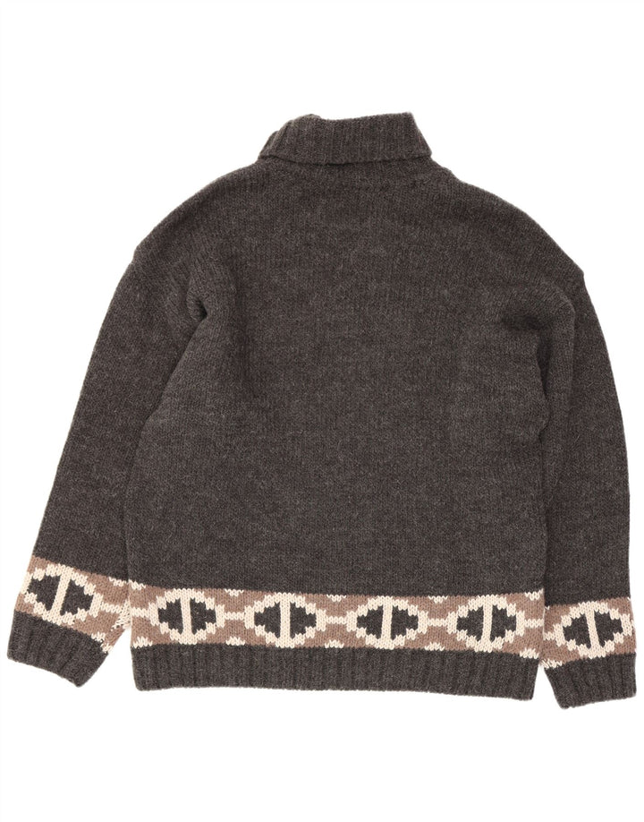 Kaos - Jersey con cuello vuelto para mujer, talla 40, talla grande, lana geométrica gris