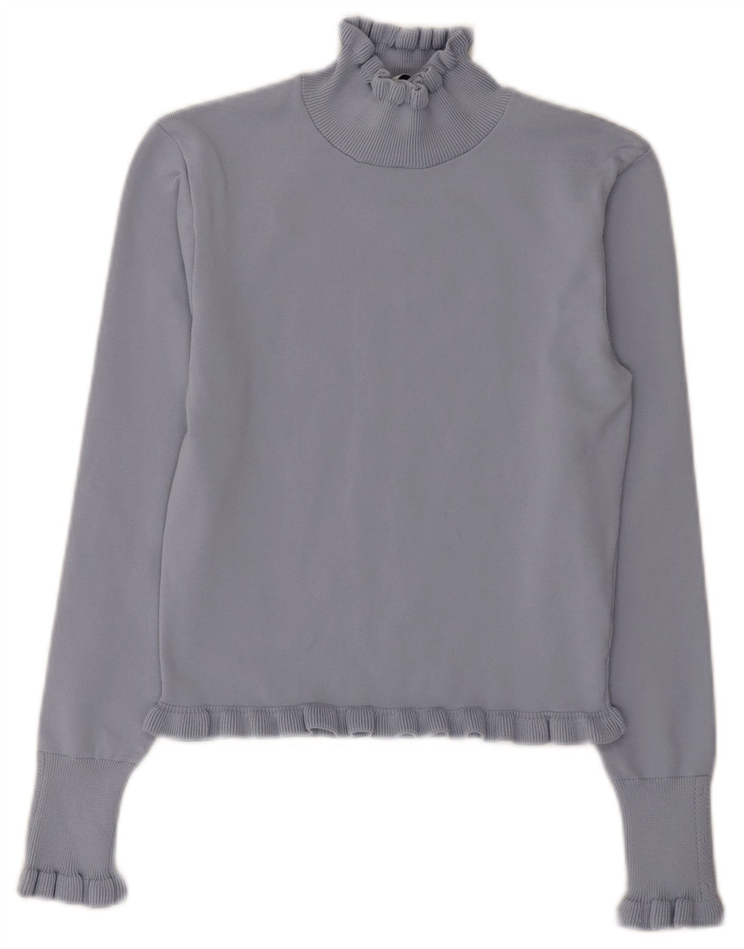 Zara Mujer Crop Turtle Neck Jumper Sweater UK 12 Medio Azul Poliéster
