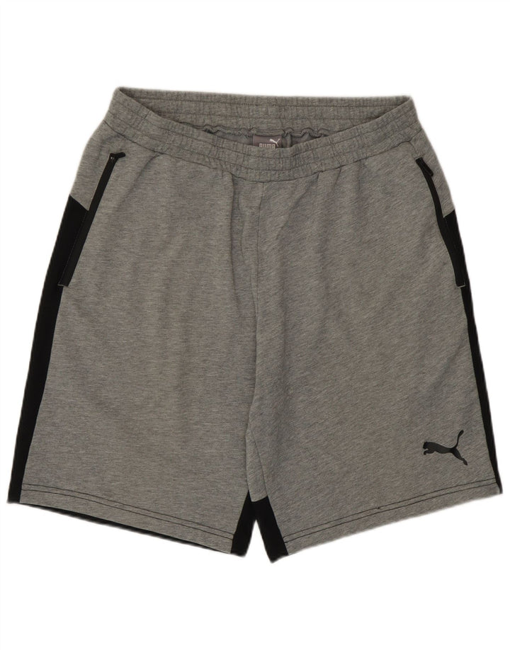 Pantalones cortos deportivos Puma para hombre de algodón color block gris grande
