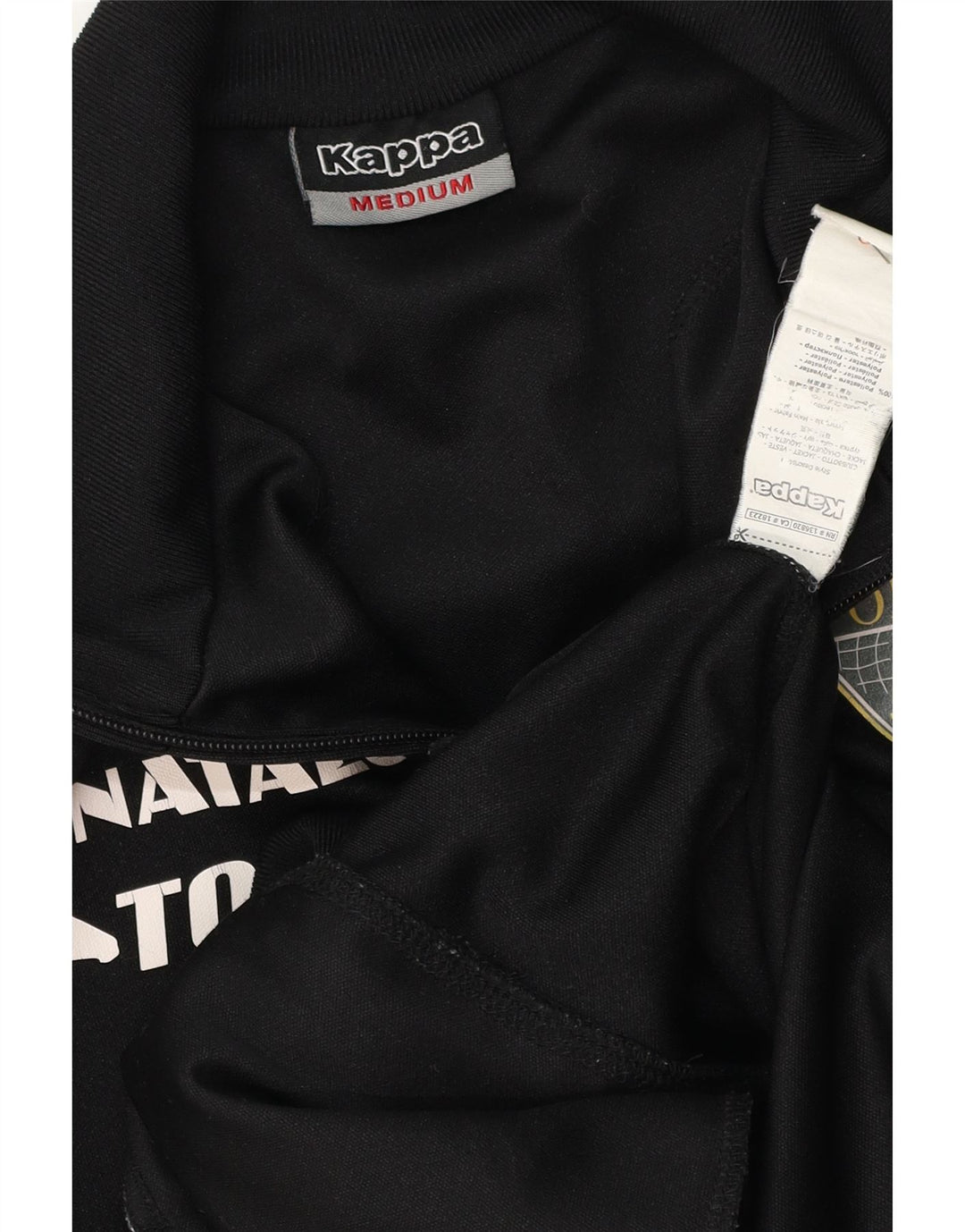 KAPPA Chaqueta superior de chándal con gráfico para hombre Poliéster negro mediano