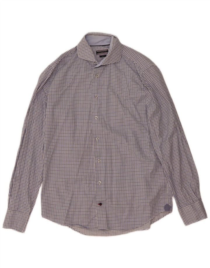 Camisa ajustada Tommy Hilfiger para hombre talla 41/16 cuadros azules grandes