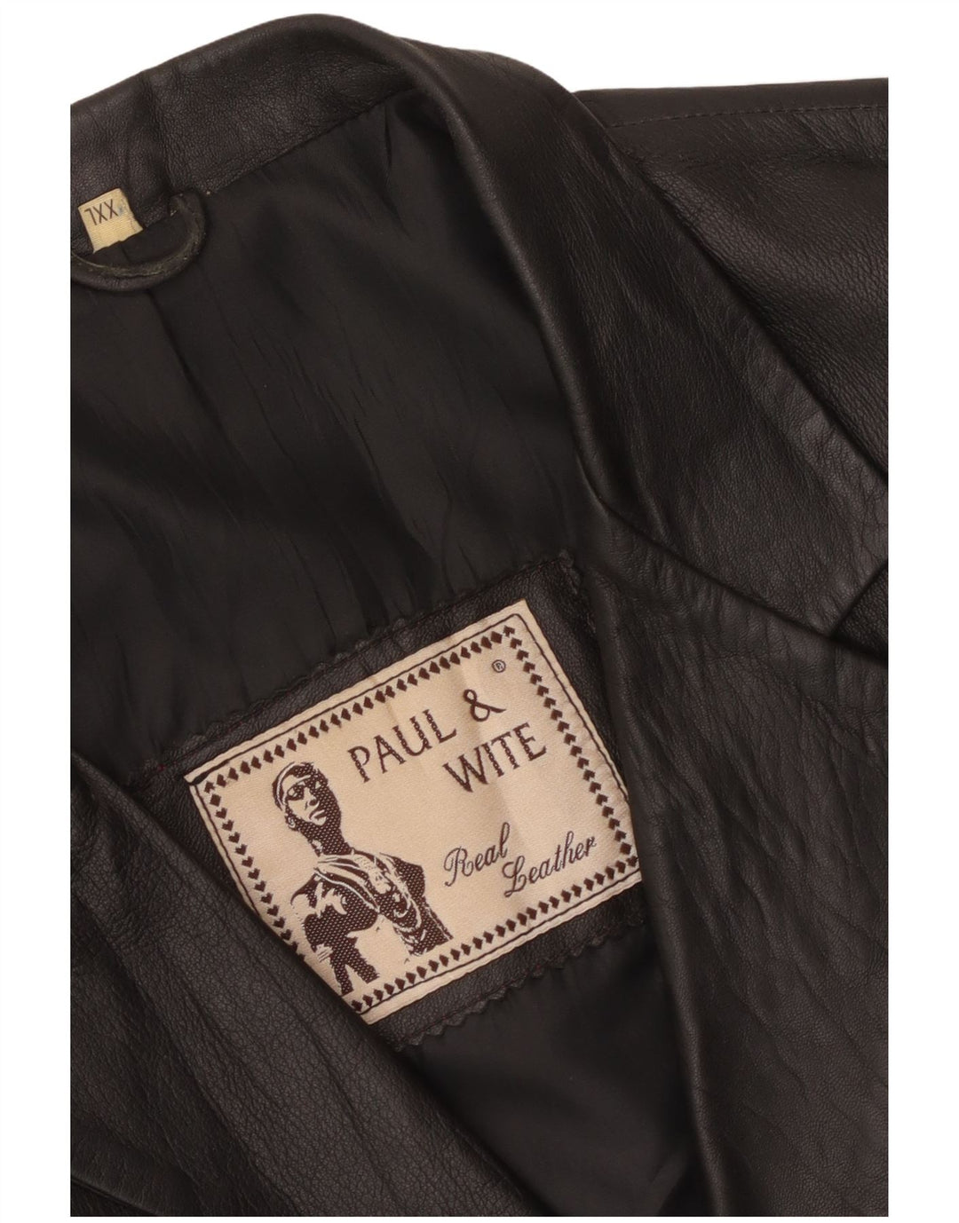 Paul & Wite Chaqueta de cuero para hombre UK 44 2XL Cuero negro