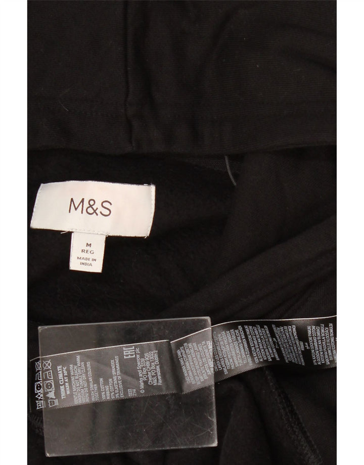 Marks & Spencer Jersey con capucha para hombre, talla mediana, algodón negro