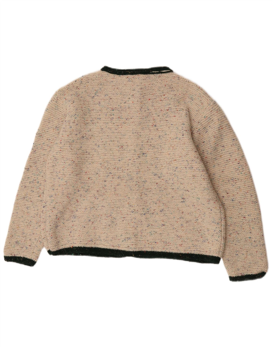 Vintage mujer Cardigan suéter Reino Unido 16 grande beige moteado