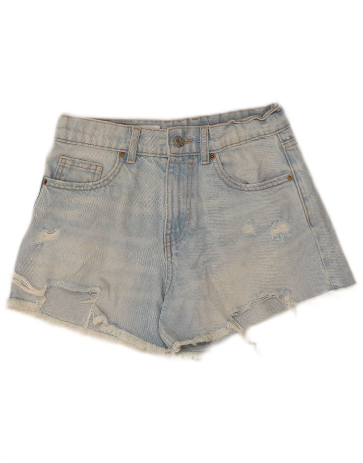 ZARA Shorts Denim Desgastados Niña 13-14 Años W28 Algodón Azul