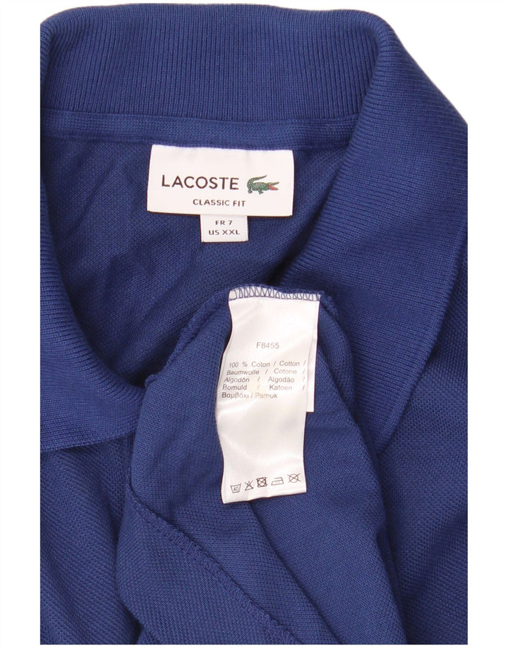LACOSTE Polo de ajuste clásico para hombre talla 7 2XL algodón azul