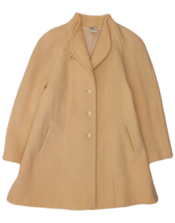 Vintage mujer abrigo Reino Unido 14 grande beige nueva lana