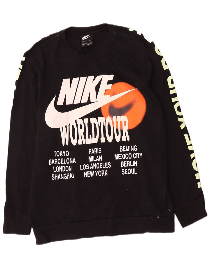 Nike Hombre Graphic Regular Fit Sudadera Jumper Grande Algodón Negro