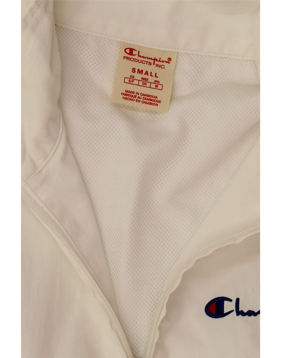 Champion Mens Jersey Chándal Top Chaqueta Pequeña Poliamida Blanca