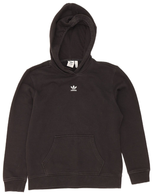 Adidas - Sudadera con capucha de gran tamaño para mujer, talla 8, tamaño pequeño, algodón negro