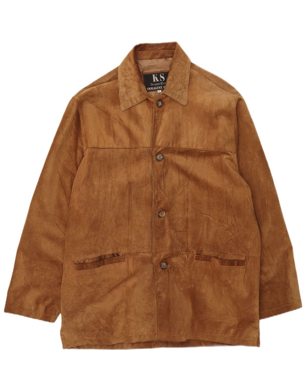 Chaqueta de ante vintage para hombre IT 52 XL cuero marrón