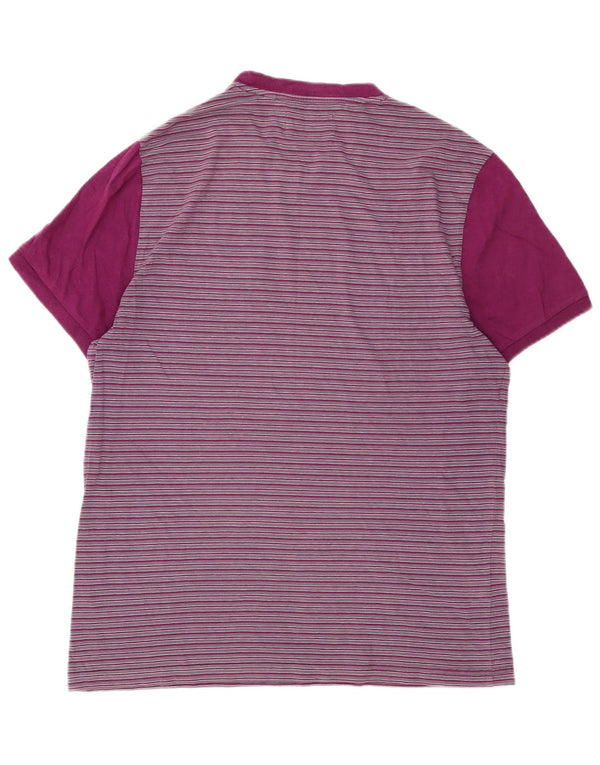 Penguin - Camiseta para hombre, talla grande, color morado, algodón a rayas