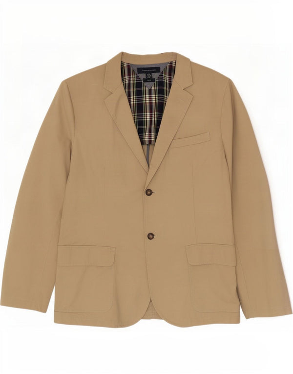 Tommy Hilfiger Chaqueta tipo blazer con 2 botones y corte ajustado para hombre UK 40 Large Beige