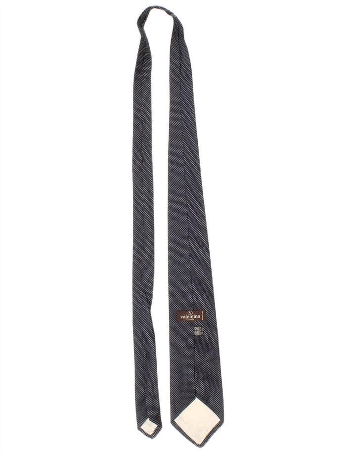 Corbata Valentino para hombre talla única azul marino con lunares de seda clásica