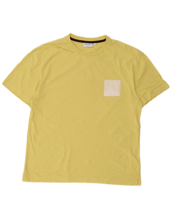 Calvin Klein Camiseta gráfica de ajuste cómodo para hombre Top de algodón amarillo medio