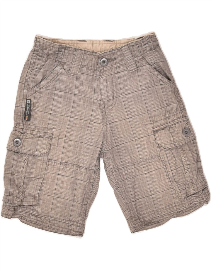 MOUNTAIN WAREHOUSE Pantalones cortos cargo para niños 7-8 años W22 Algodón a cuadros gris