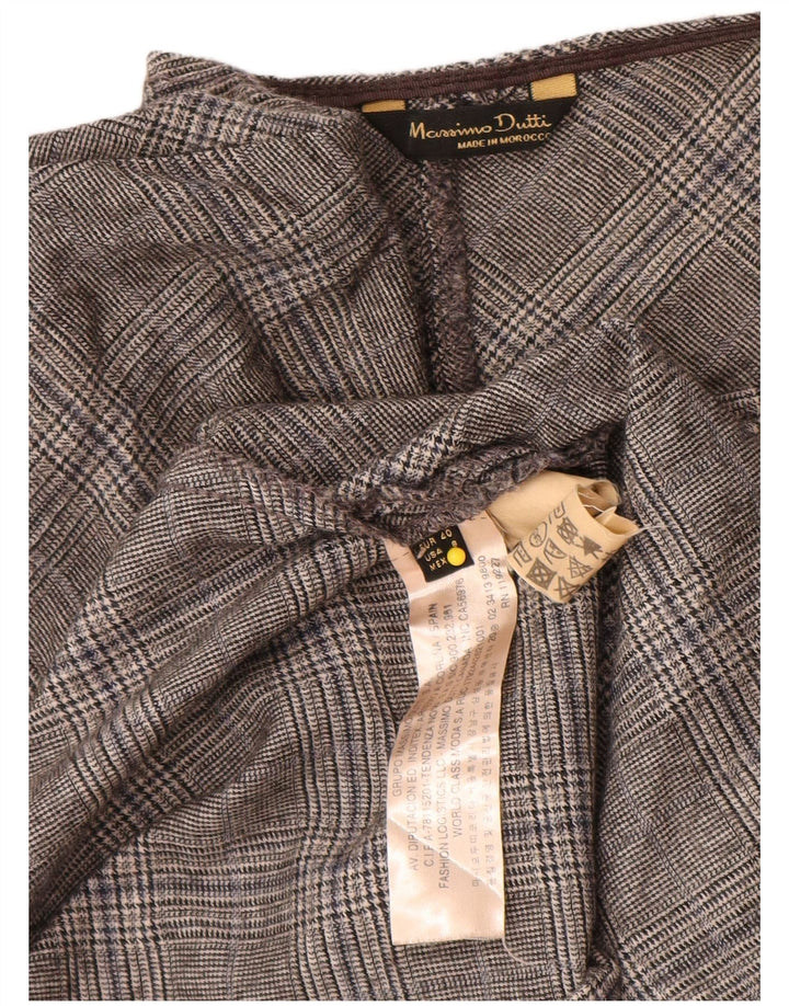 Massimo Dutti Vestido Acampanado Mujer EU 40 Lana Pata De Gallo Gris Medio