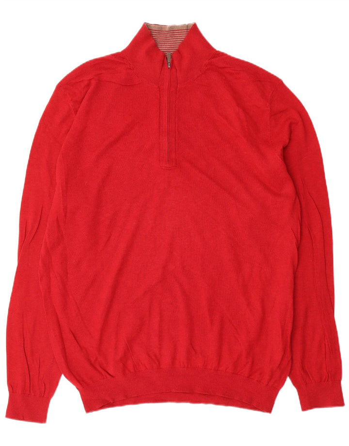Massimo Dutti Hombre Jersey Con Cremallera Y Cuello Jersey Grande Rojo Algodón