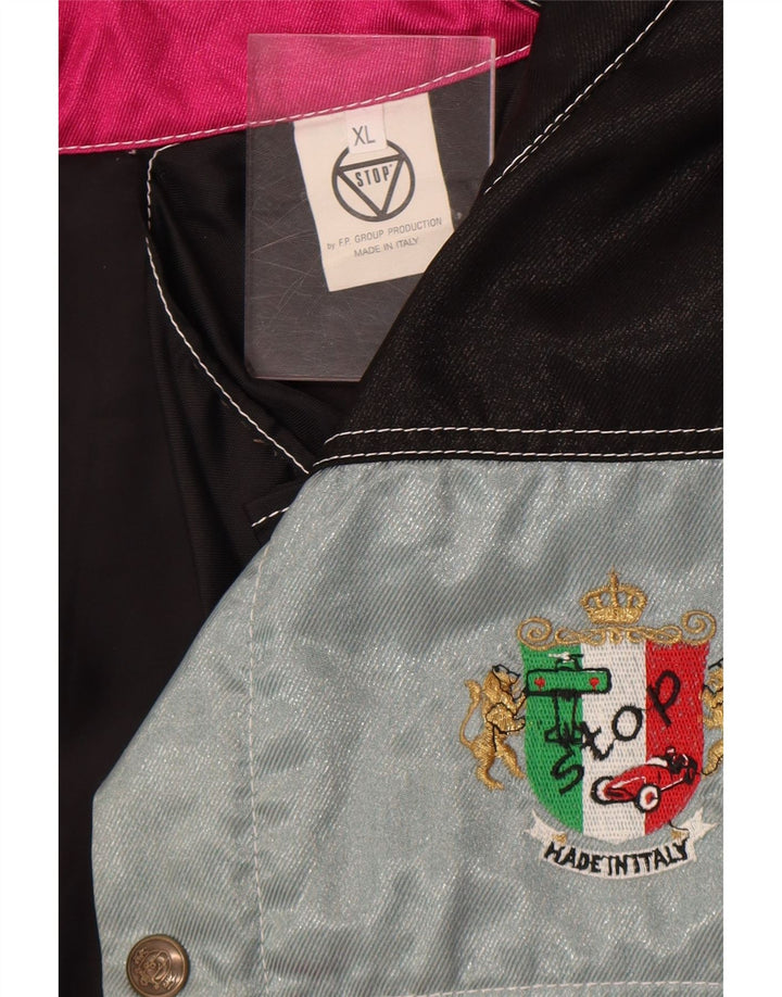 Vintage hombres chaqueta utilitaria Reino Unido 42 XL rosa colorblock poliamida