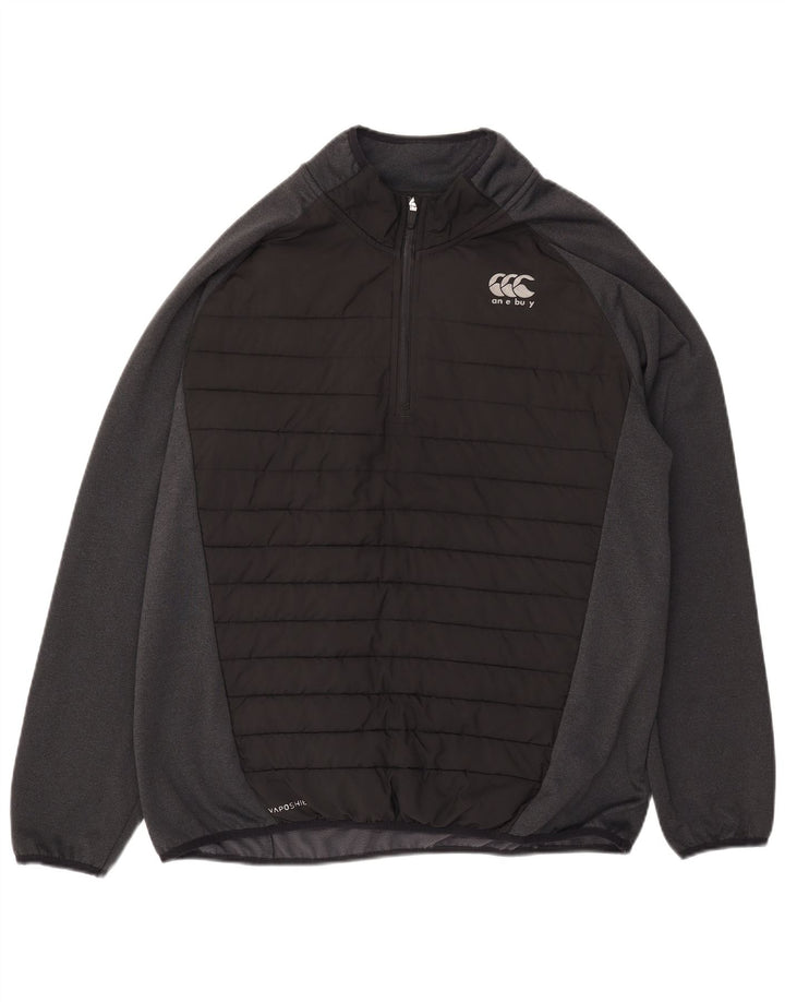 Canterbury Mens Zip Neck Pullover Chándal Top XL Negro Colorblock