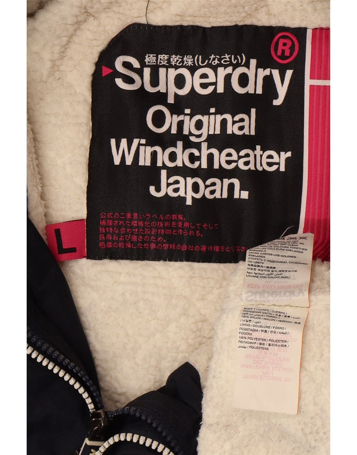 Superdry Chaqueta Cortavientos Windcheater para Mujer UK 46 Large Nylon Azul Marino