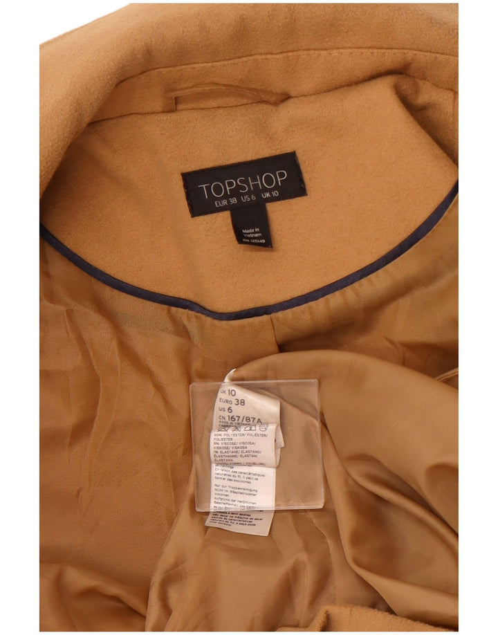 TOPSHOP Abrigo abierto para mujer UK 10 Small Beige Poliéster