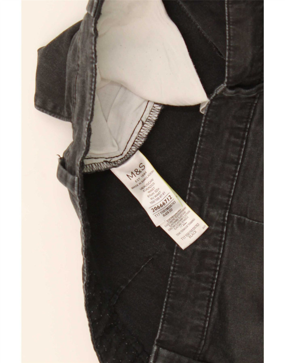 Marks & Spencer Pantalones cortos chinos para hombre W32 Algodón negro mediano
