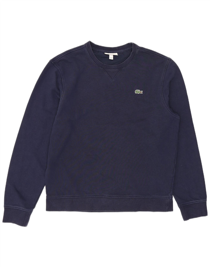 LACOSTE Sudadera para hombre Jumper Talla 4 Mediana Azul marino Algodón