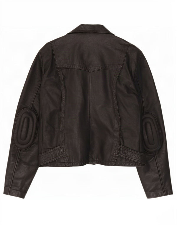 Wilhelm Krawehl Mens Leather Biker Jacket EU 50 Medium Black