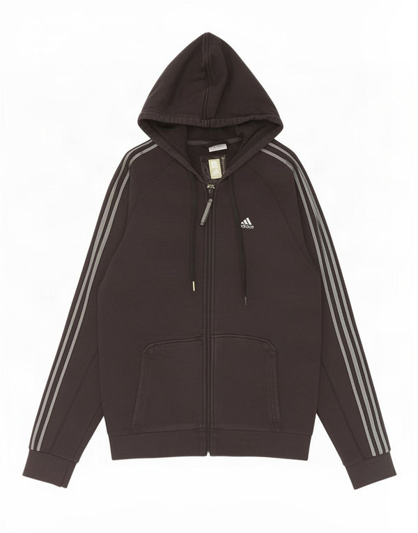 Adidas - Sudadera con capucha y cremallera para hombre, talla pequeña, algodón negro