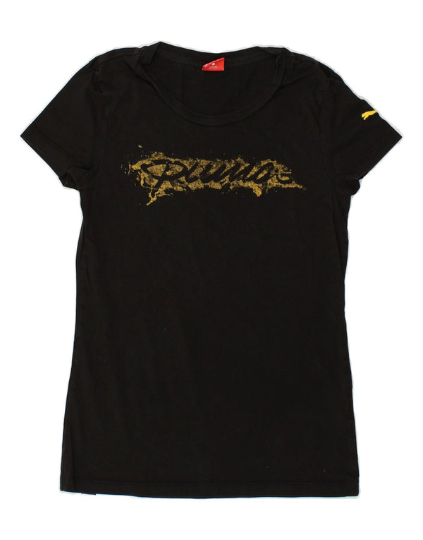 PUMA Womens Graphic T-Shirt Top UK 8 Small Black Cotton