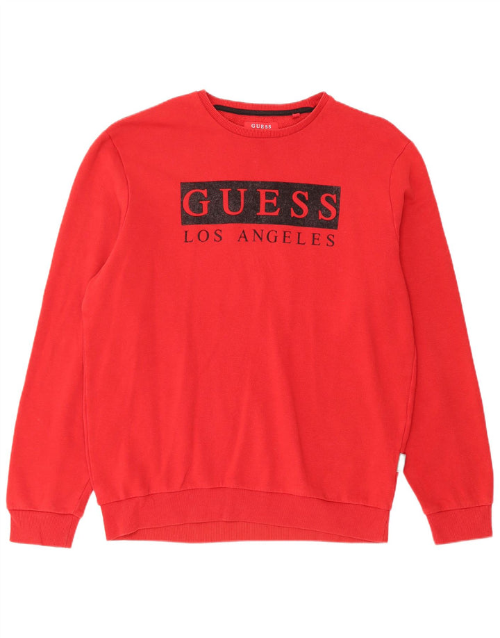 GUESS Sudadera Gráfica para Hombre Jersey Grande Algodón Rojo