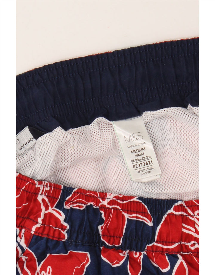 Marks & Spencer - Bañador para hombre, tamaño mediano, color azul marino, poliéster floral