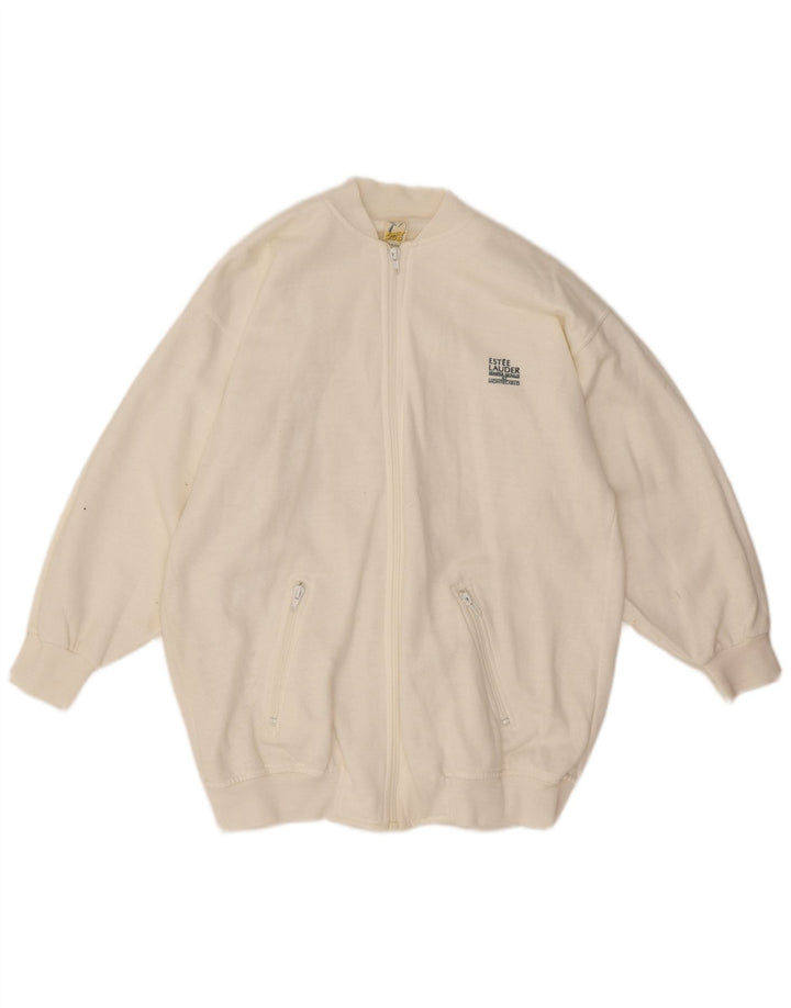 Vintage hombres chándal top chaqueta medio algodón blanco
