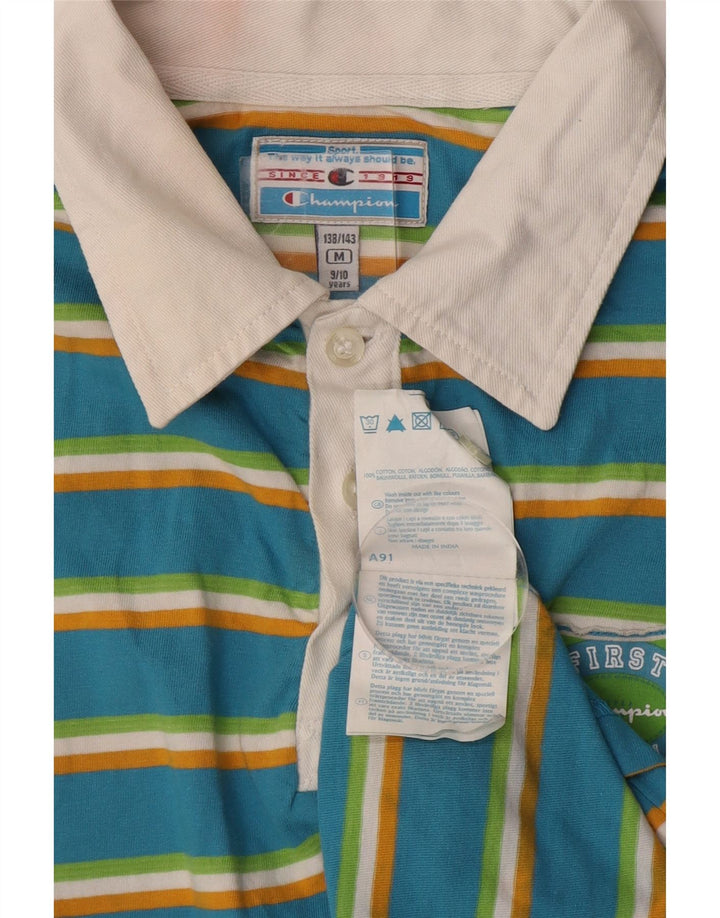 CHAMPION Polo gráfico para niño 9-10 años Algodón a rayas azul medio
