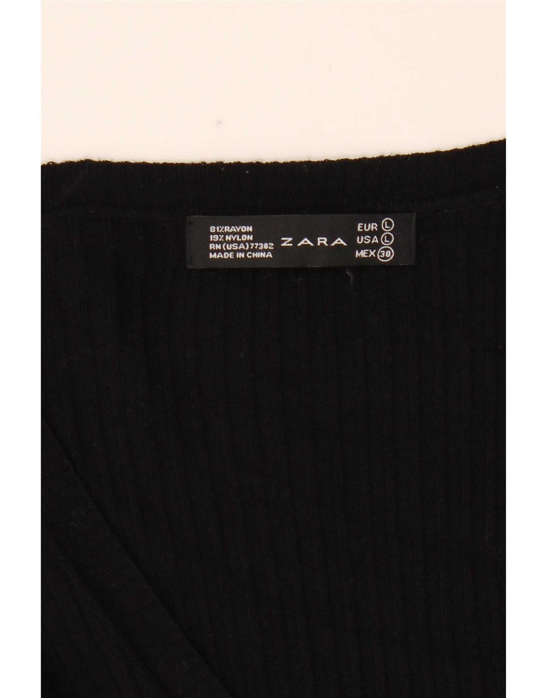 Zara Mujer Top Manga Larga UK 44 Grande Rayón Negro