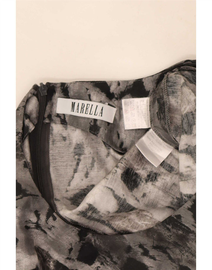 Marella Vestido tubo sin mangas con estampado abstracto para mujer UK 42 Gris medio