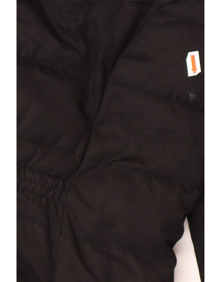 Superdry Mujer Acolchada Trenca Con Capucha UK 40 Mediano Negro Poliéster