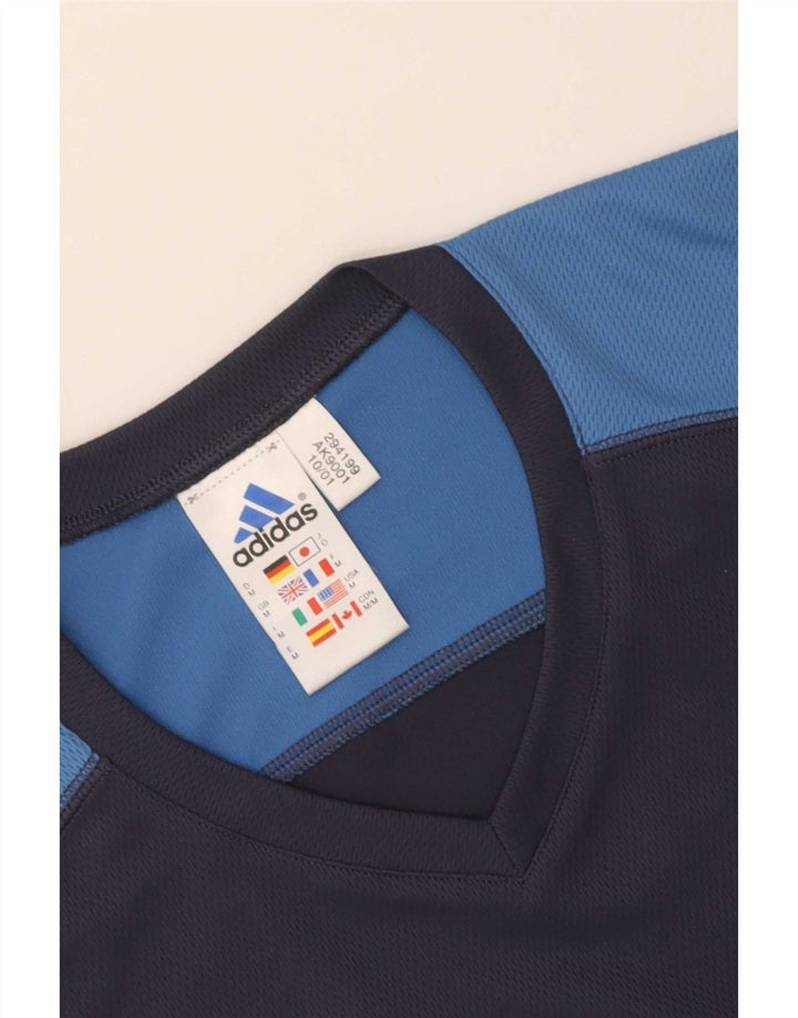 Adidas Hombre Climalite Graphic Top Manga Larga Medio Azul Marino Colorblock