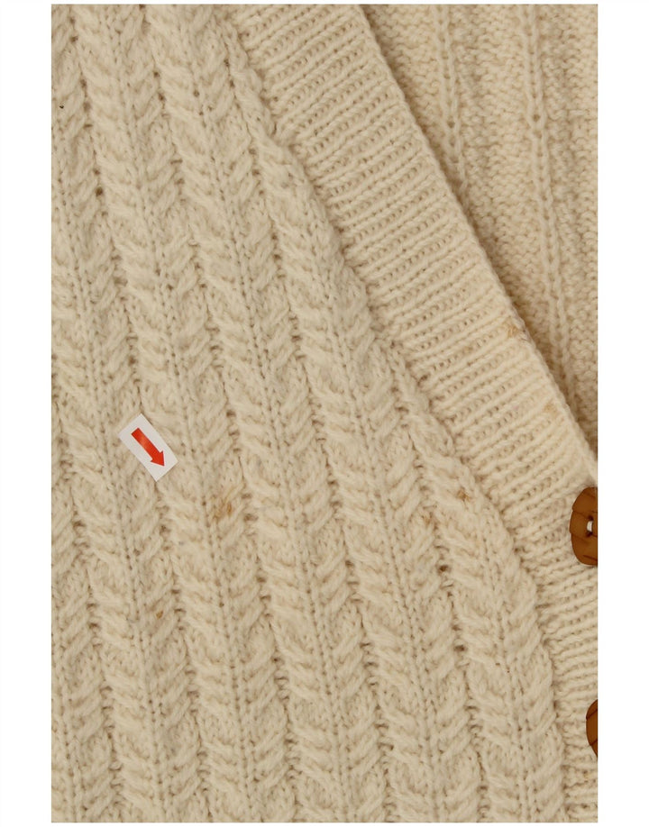 VINTAGE suéter cárdigan de manga corta para mujer Reino Unido 16 grande blanco apagado