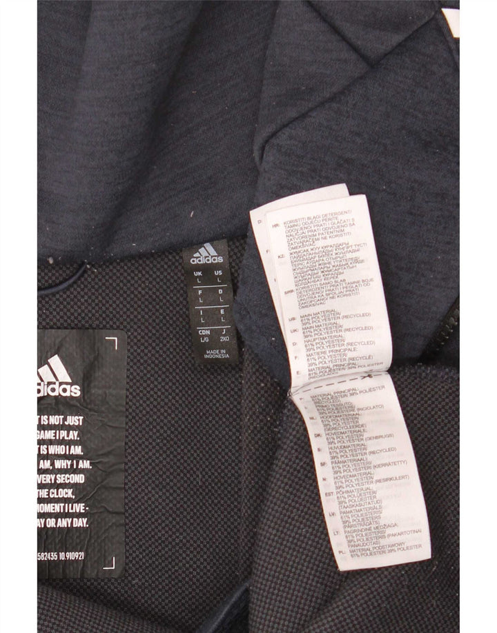 Adidas Hombre Gráfico Con Capucha Chándal Top Chaqueta Grande Azul Marino Poliéster