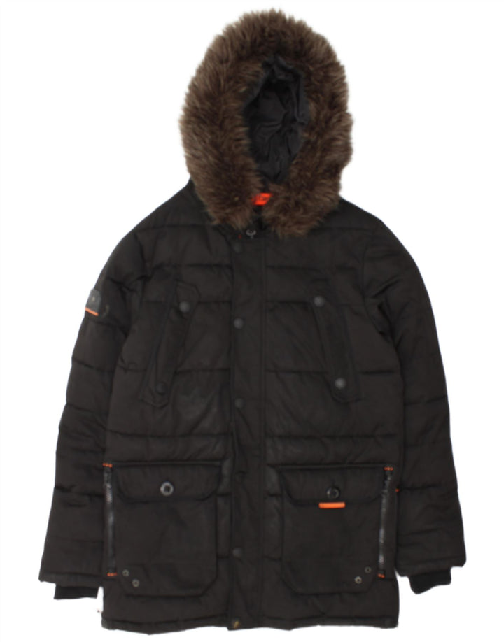 Superdry Chaqueta Acolchada Con Capucha Para Hombre UK 38 Medium Negro Poliéster