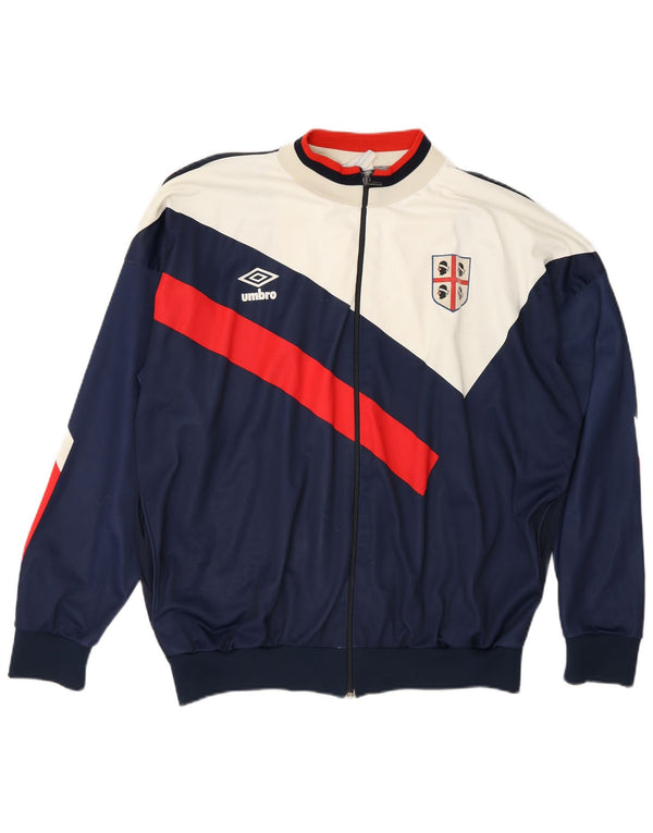 Umbro Mens Cagliari 1990-1991 Chándal Top Chaqueta Grande Azul Marino