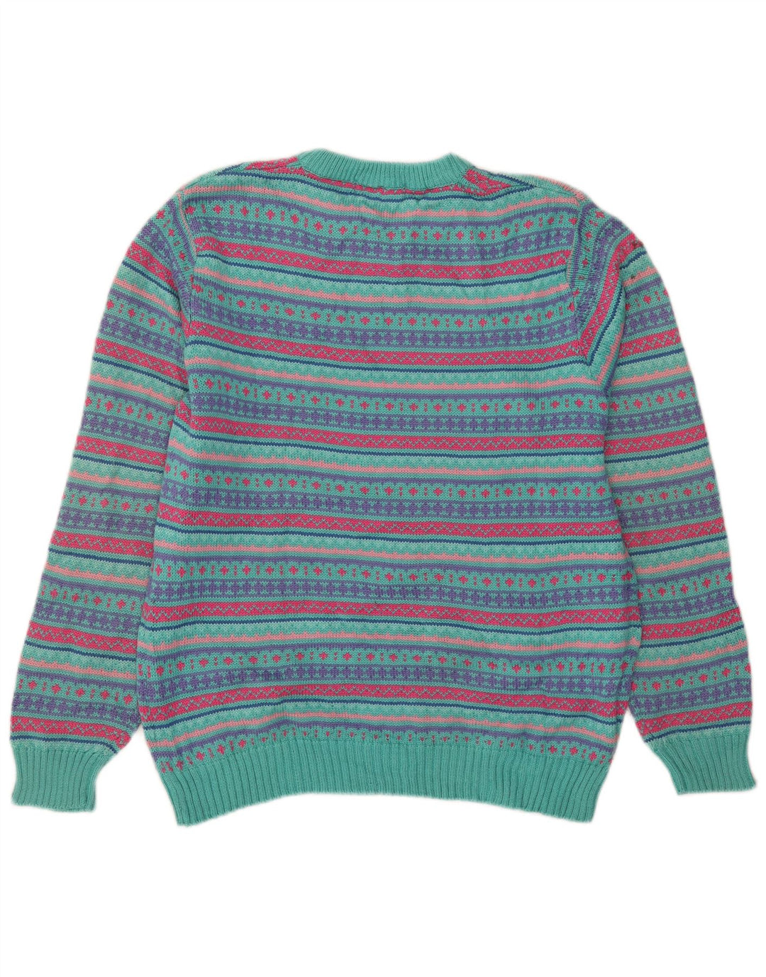 L.L.Bean Suéter tipo jersey con cuello redondo para hombre, talla grande, lana Fair Isle multicolor