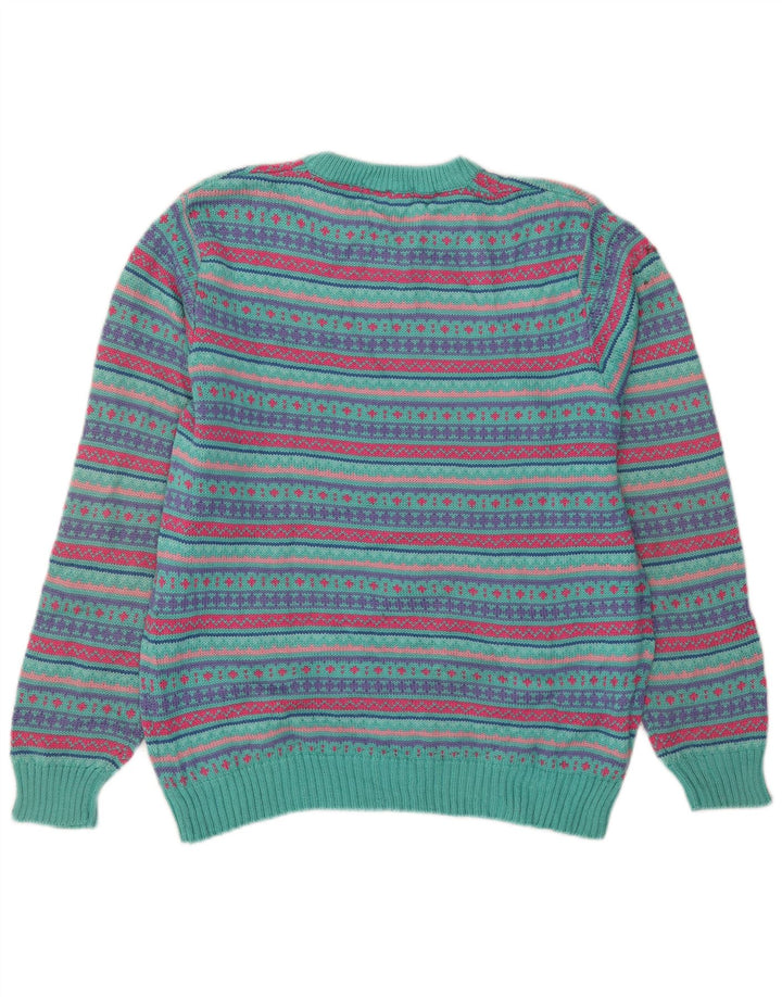 L.L.Bean Suéter tipo jersey con cuello redondo para hombre, talla grande, lana Fair Isle multicolor