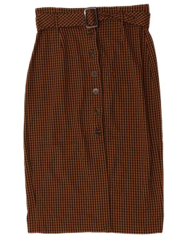 Zara Mujer Trafaluc Mini Falda Grande W32 Marrón Gingham