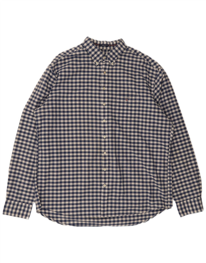 Gant Camisa de corte regular para hombre, talla 3XL, algodón a cuadros azul