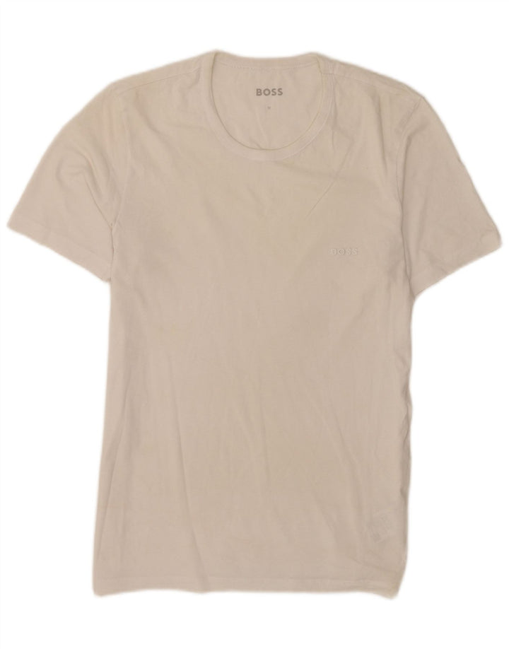 Hugo Boss Hombre Camiseta Top Small Blanco Algodón